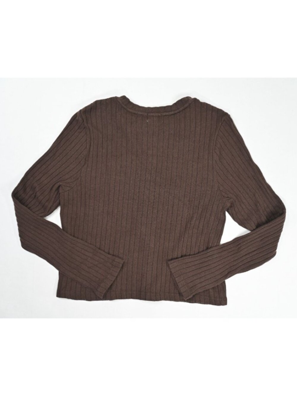 DONNI. Brown Ribbed Button-Front Cardigan - Picture 5 of 5